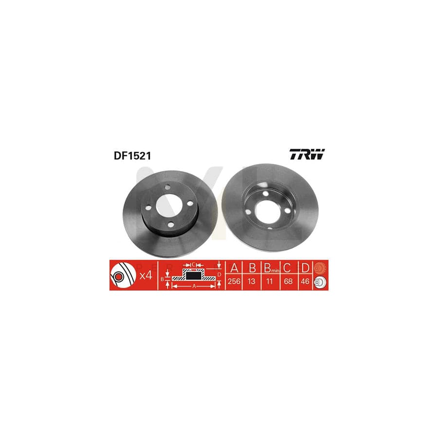 TRW DF1521 Brake Disc Solid, Painted | Performance Parts Direct Car Parts