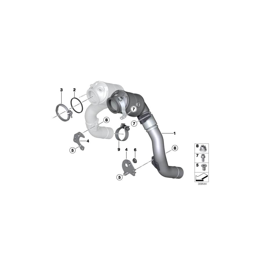 Genuine BMW 18327619012 G12 F91 F06 Holder Catalytic Converter Near Engine ZYL. 5-8 (Inc. 550iX, X6 50iX 4.4 & 650iX 4.0)