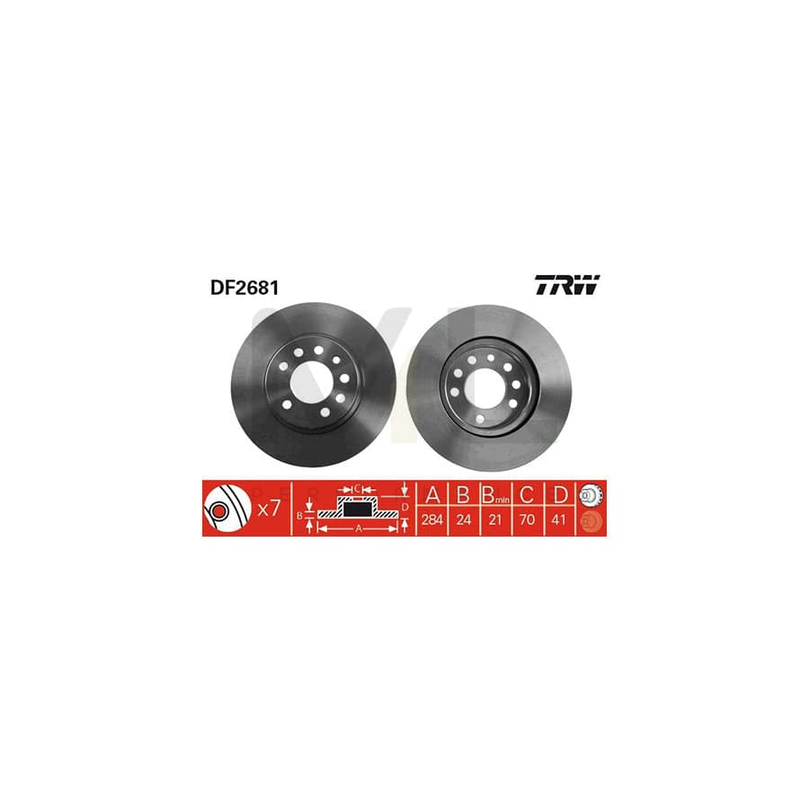 TRW DF2681 Brake Disc Vented, Painted | Performance Parts Direct Car Parts