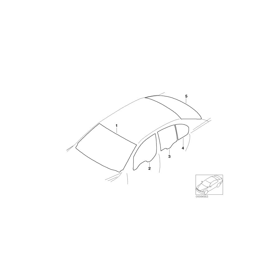 Genuine BMW 51357003220 E65 E66 Side Window,Green Fixed,Right Rear Door (Inc. 735Li, 760i & 745d)