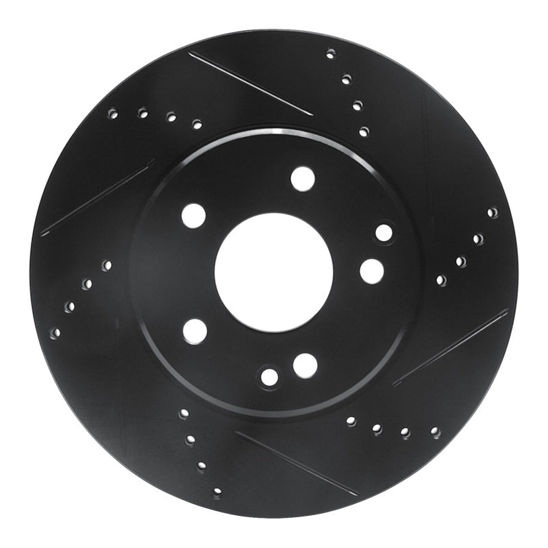 R1 Concepts R1 96-15 Mercedes-Benz C280 Front Right Drilled & Slotted Black Brake Rotor