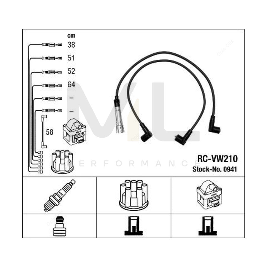 NGK Ignition Cable Kit RC-VW210 (NGK0941)