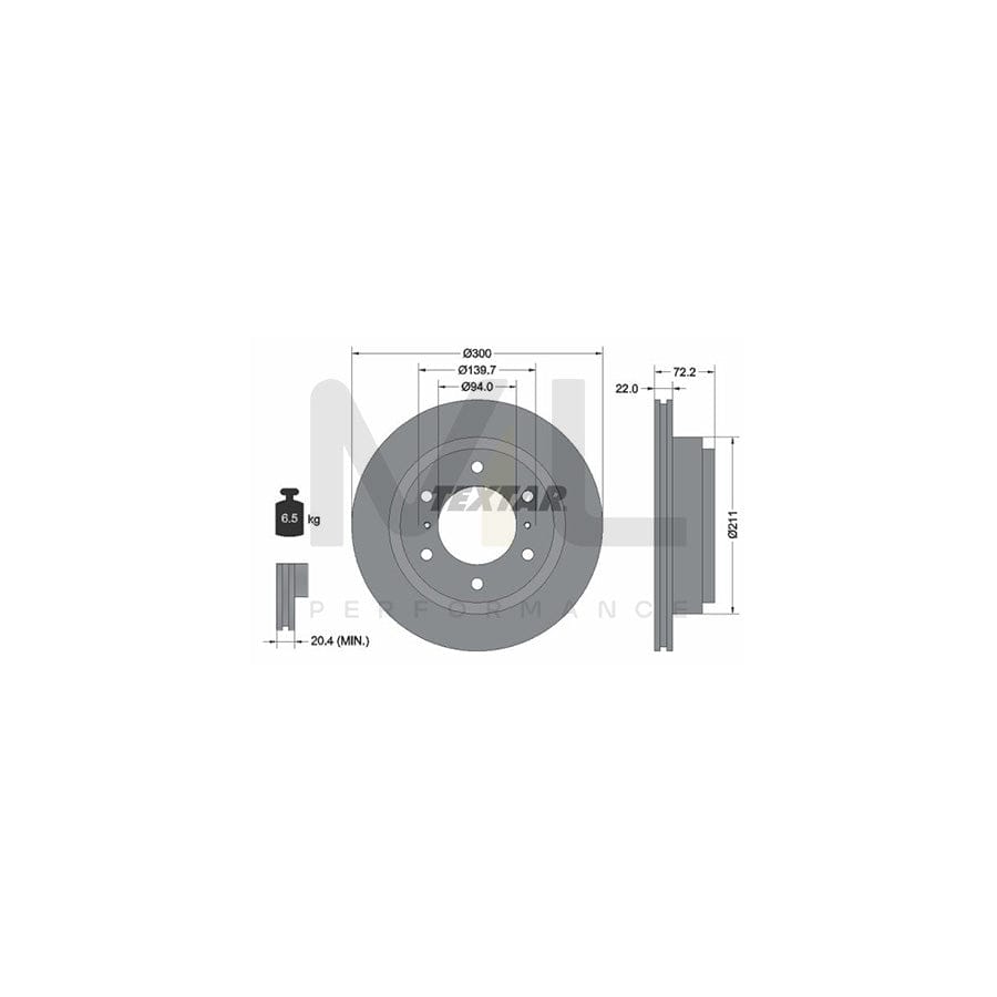 TEXTAR 92135100 Brake Disc Internally Vented, without wheel hub, without wheel studs | Performance Parts Direct Car Parts