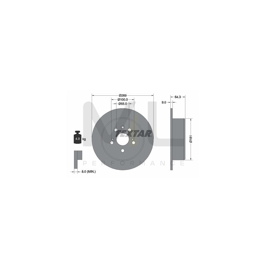 TEXTAR 92090700 Brake Disc Solid, without wheel hub, without wheel studs | Performance Parts Direct Car Parts