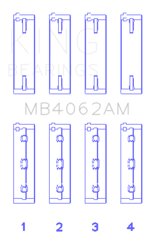 King Engine Bearings Honda/Acura C32A1/C32A6/C35A1 (Size +0.50mm) Main Bearing Set