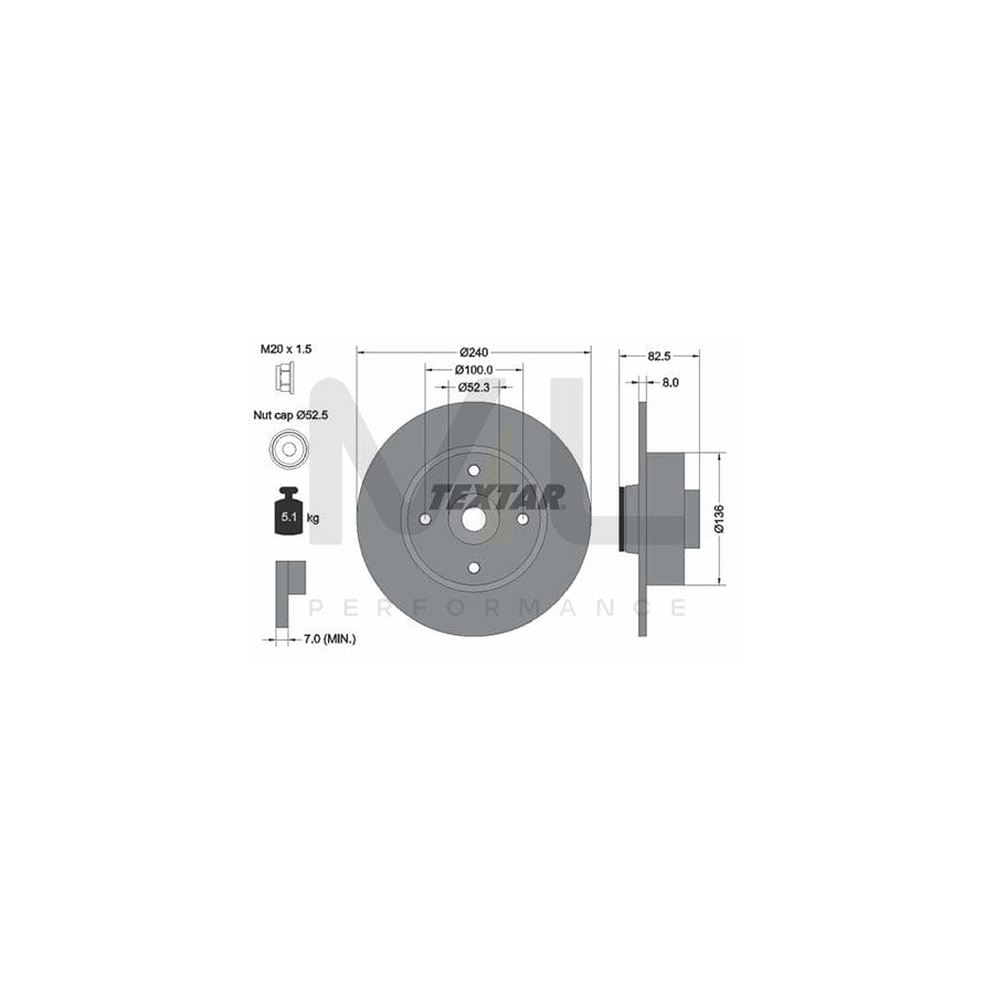 TEXTAR PRO 92154403 Brake Disc Solid, Coated, with integrated magnetic sensor ring, with wheel bearing | Performance Parts Direct Car Parts