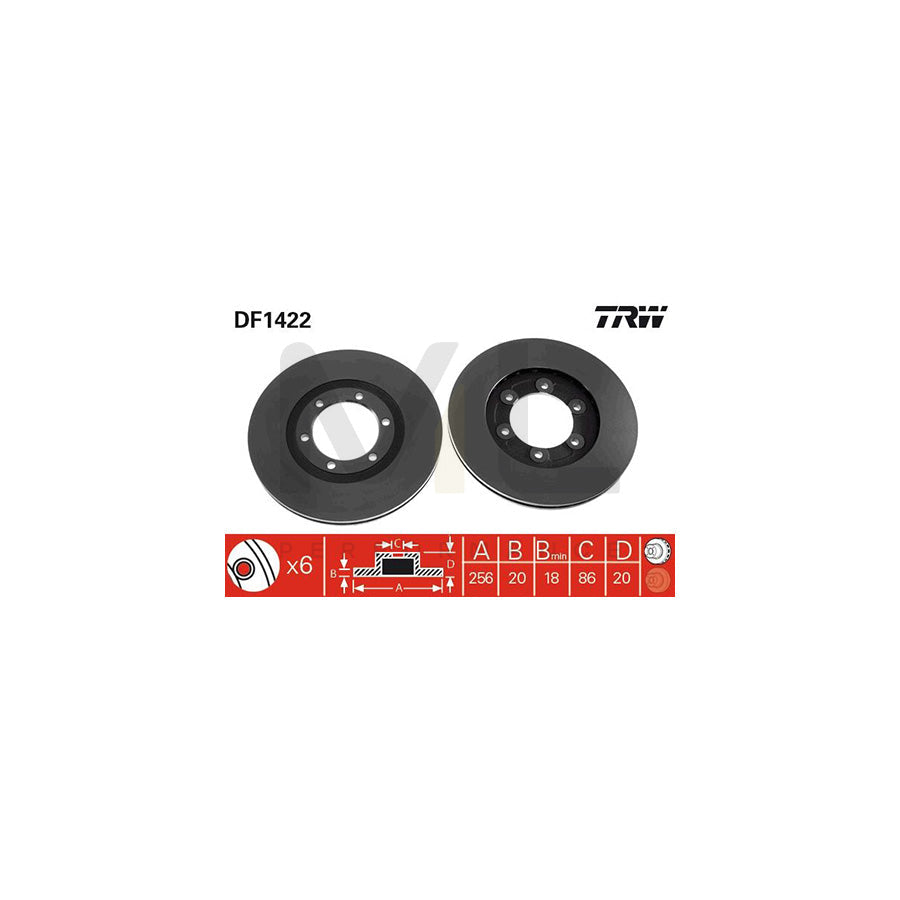 TRW DF1422 Brake Disc Vented | Performance Parts Direct Car Parts