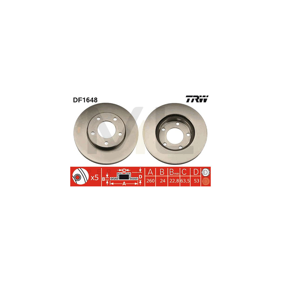 TRW DF1648 Brake Disc Vented | Performance Parts Direct Car Parts