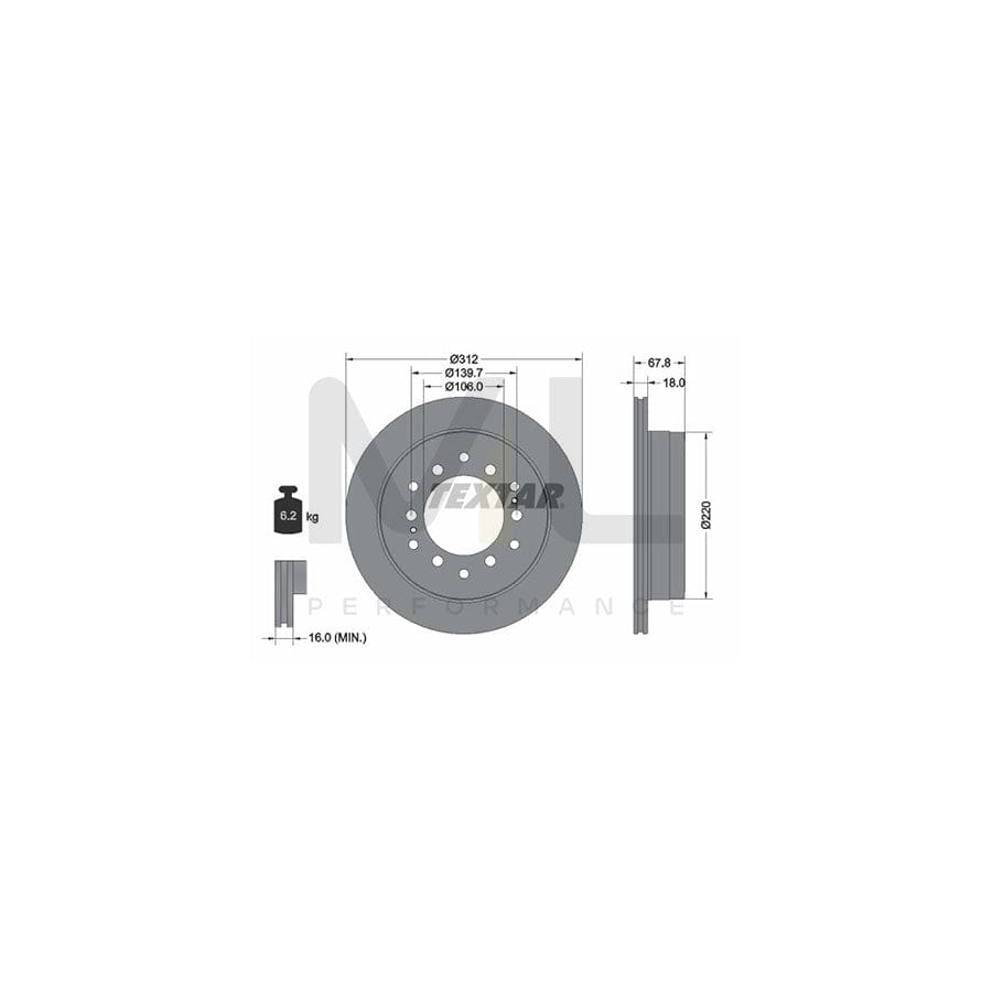 TEXTAR 92170100 Brake Disc Internally Vented, without wheel hub, without wheel studs | Performance Parts Direct Car Parts