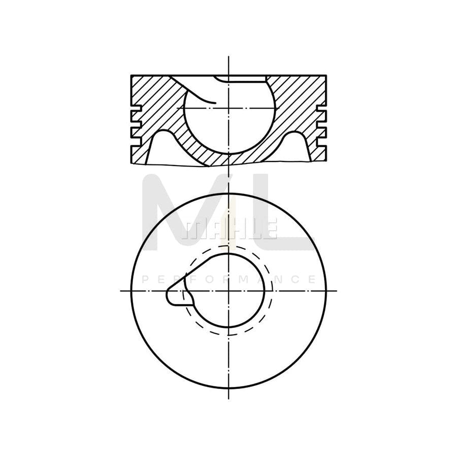 MAHLE ORIGINAL 530 05 00 Piston 120,0 mm, with piston ring carrier, without cooling duct | Performance Parts DirectCar Parts