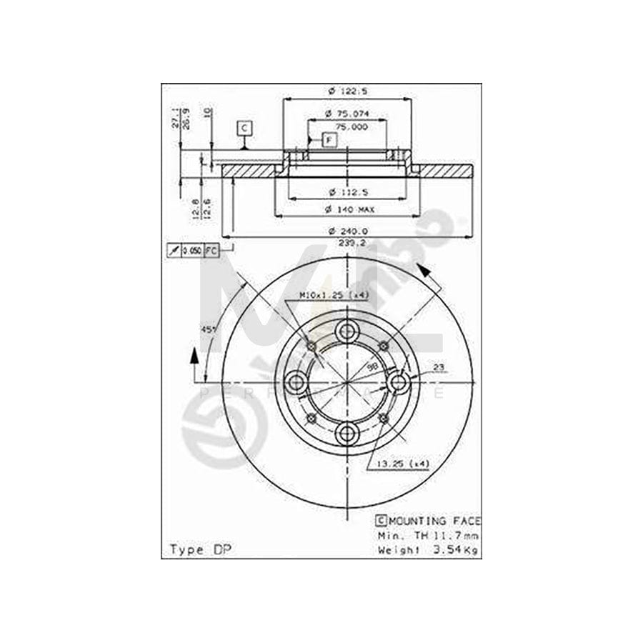 BREMBO 08.4251.10 Brake Disc Solid - 1 piece