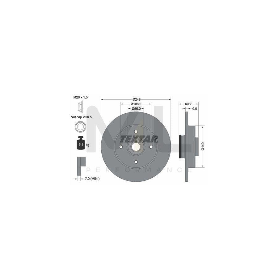 TEXTAR 92202100 Brake Disc Solid, with integrated magnetic sensor ring, with wheel bearing | Performance Parts Direct Car Parts