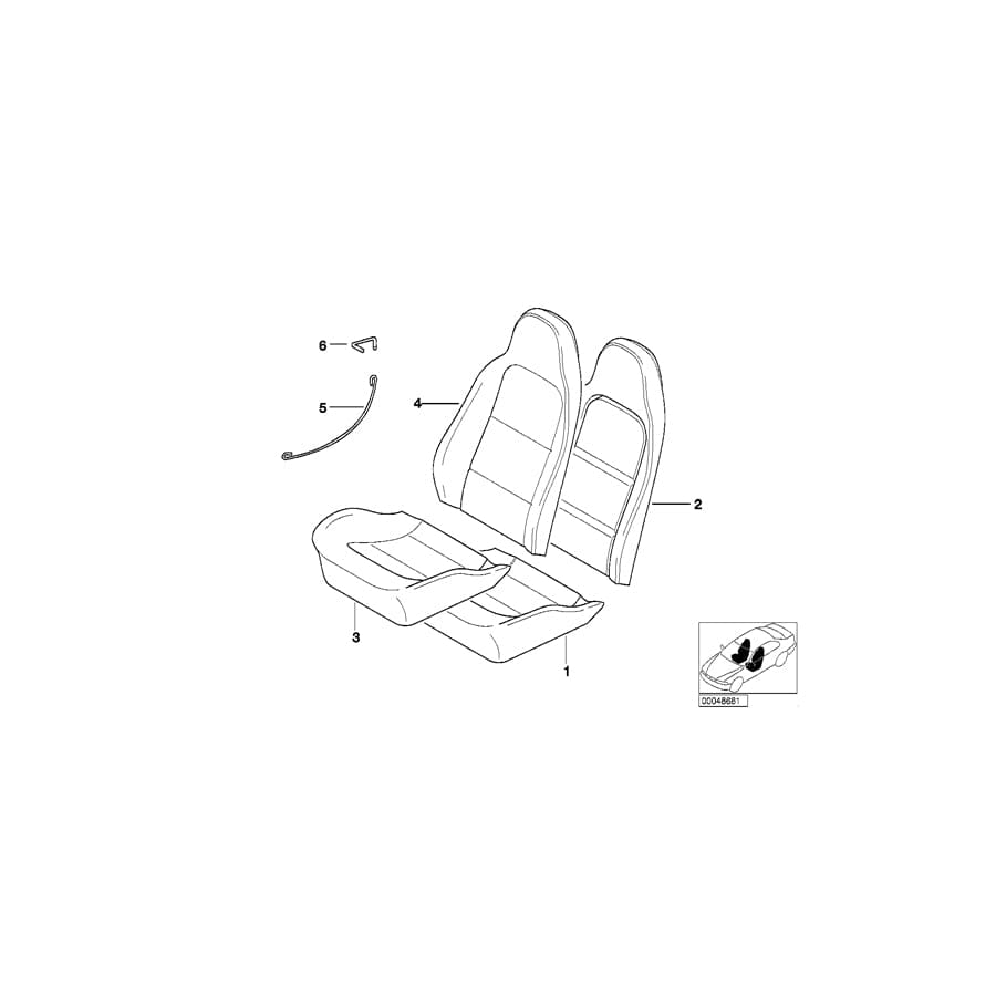 Genuine BMW 52107035373 E36 Seat Cover Leather V3,V4PB BLAU (Inc. Z3)