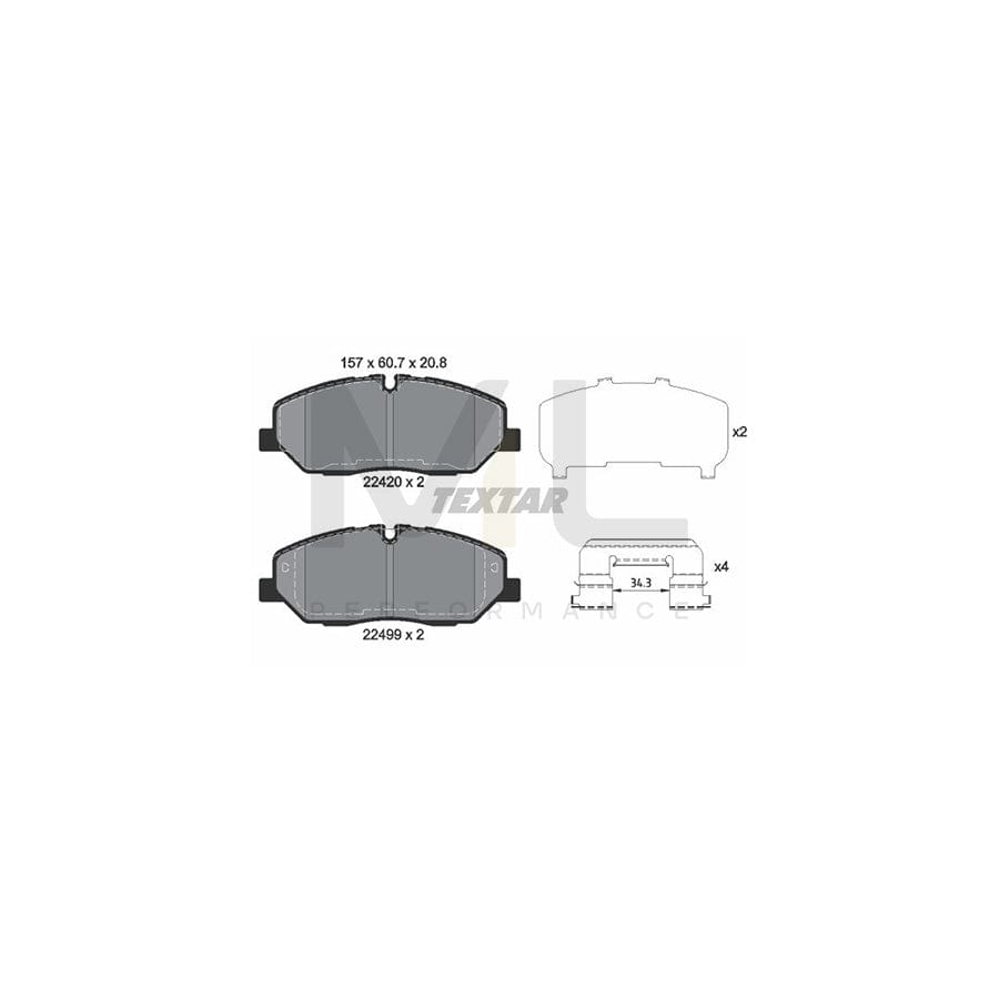 TEXTAR 2242001 Brake pad set for HYUNDAI H350 prepared for wear indicator, with accessories