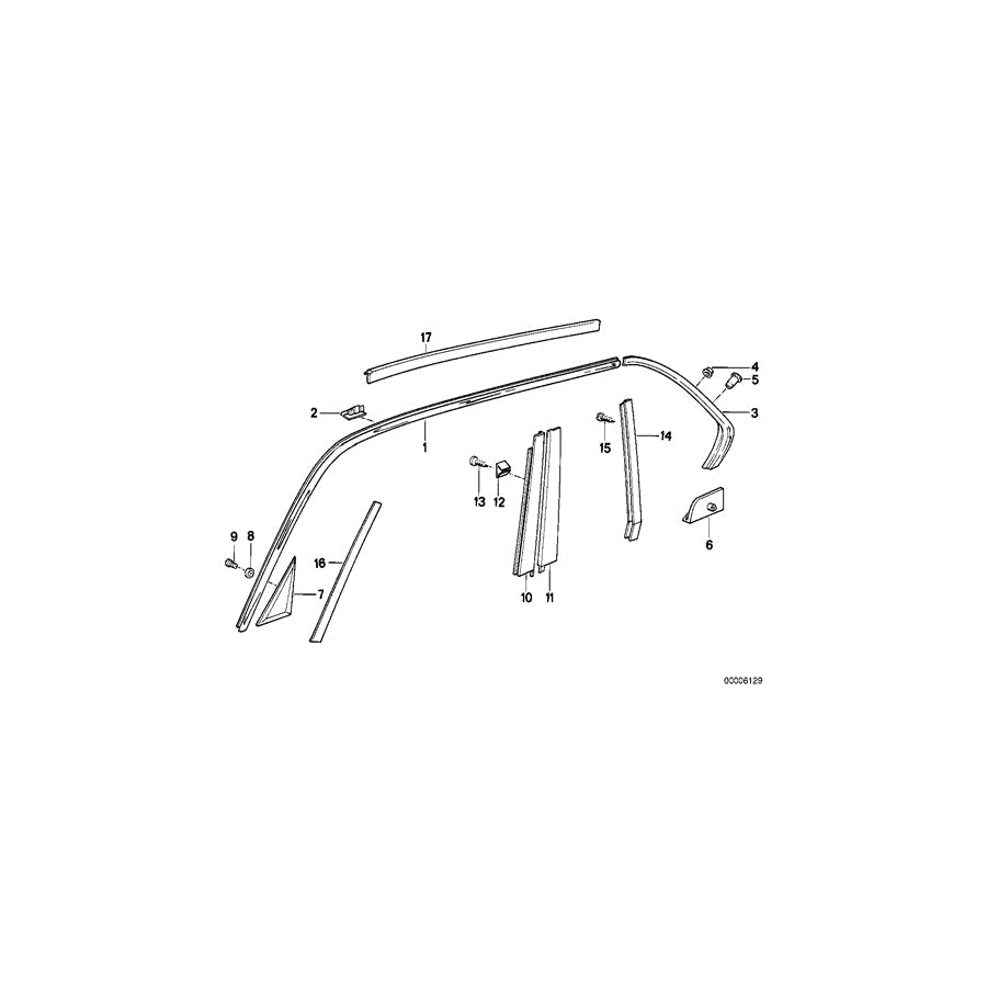 Genuine BMW 51321928855 E32 Moulding Window Frame Left (Inc. 730i, 730iL & 750i)
