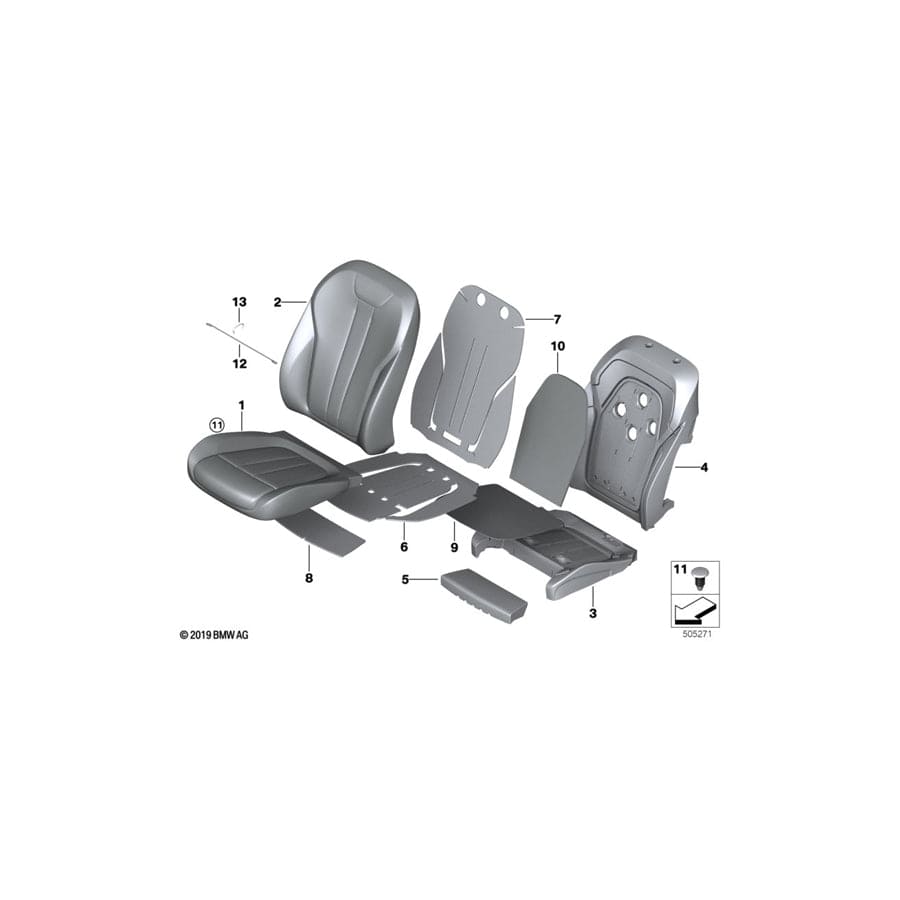 Genuine BMW 52108493393 G07 G05 G06 Cover, Comfort Backrest, Perf. Lthr, Le SCHWARZ (Inc. X5)