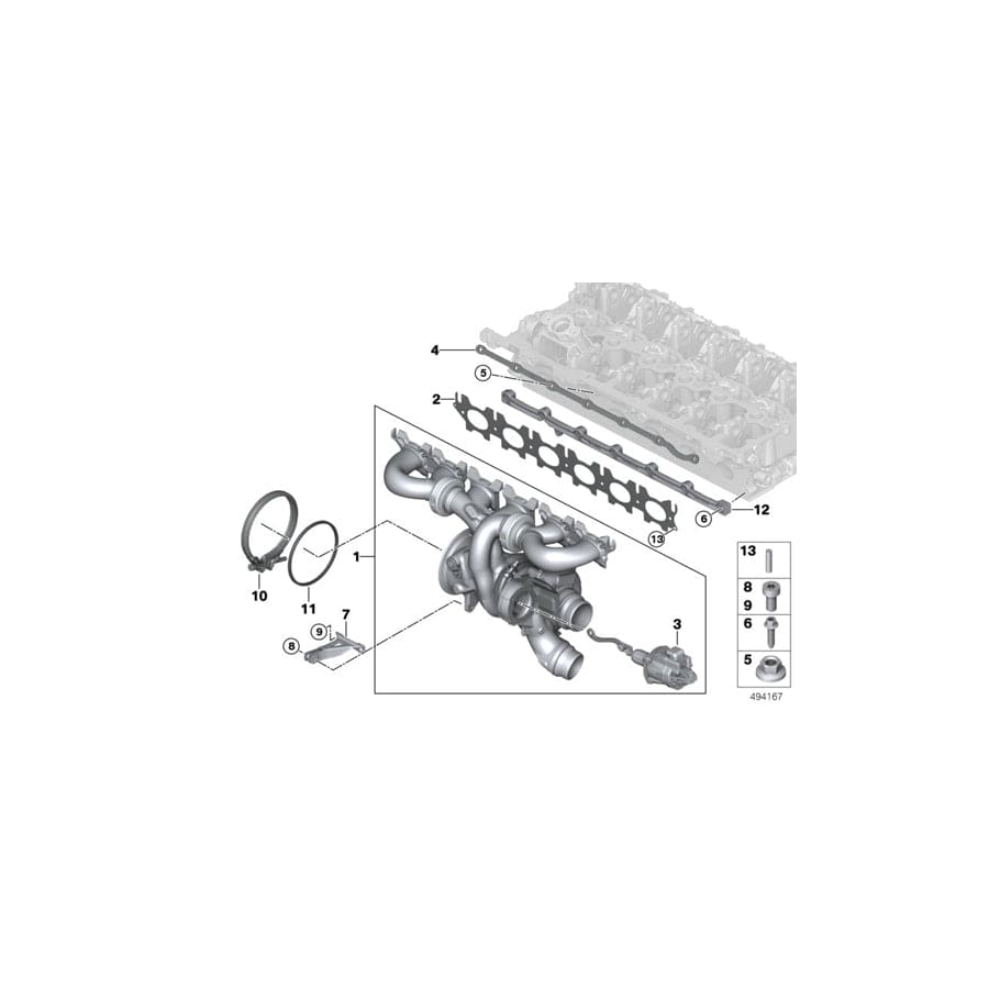 Genuine BMW 11659423787 G30 F34 F21 Turbocharger With Exhaust Manifold (Inc. M240iX, 740Li & M240i)