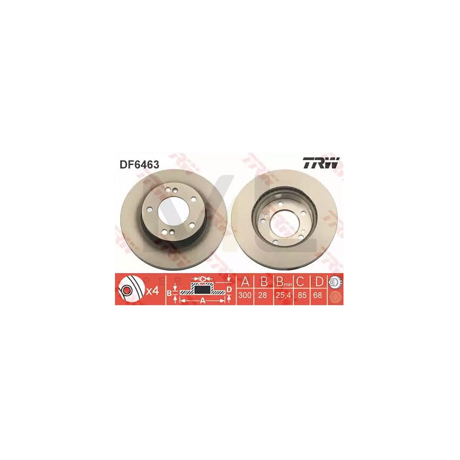 TRW DF6463 Brake Disc Vented, Painted | Performance Parts Direct Car Parts