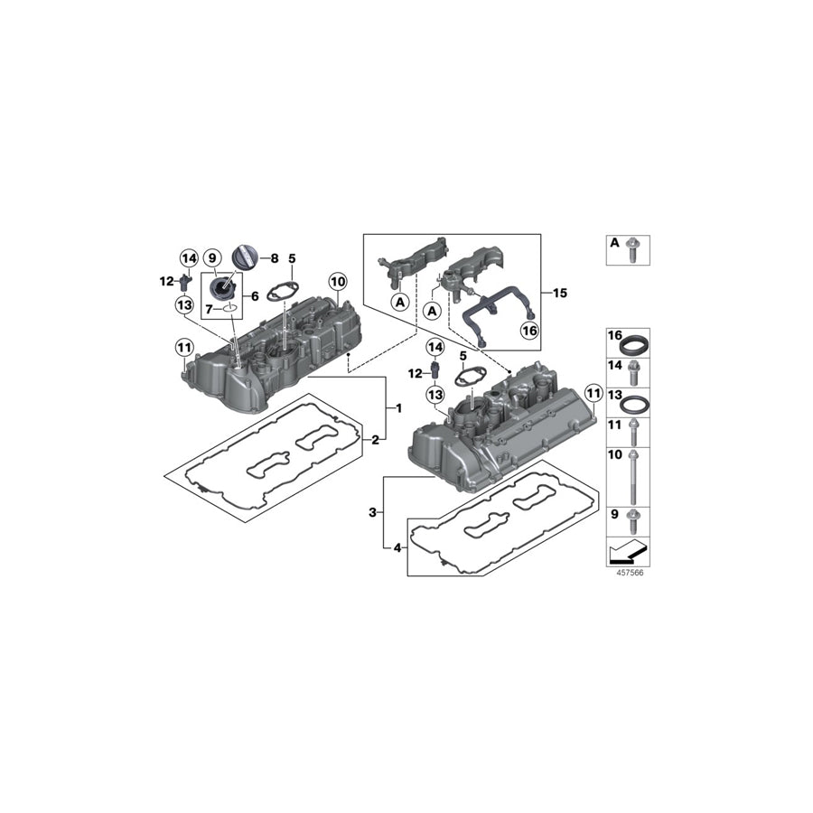 Genuine BMW 11128648131 F13 F06 M Cylinder Head Cover Zyl. 1-4 (Inc. M6, M5 & M6 GT3) |
