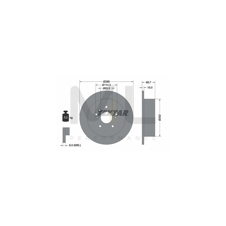 TEXTAR PRO 92171603 Brake Disc Solid, Coated, without wheel hub, without wheel studs | Performance Parts Direct Car Parts