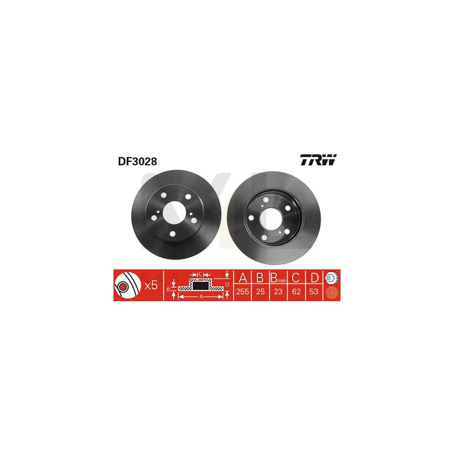 TRW DF3028 Brake Disc Vented | Performance Parts Direct Car Parts