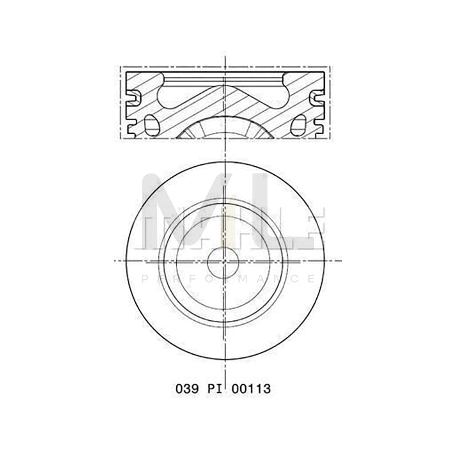 MAHLE ORIGINAL 039 PI 00113 000 Piston 75,009 mm, with cooling duct, with piston ring carrier | Performance Parts DirectCar Parts