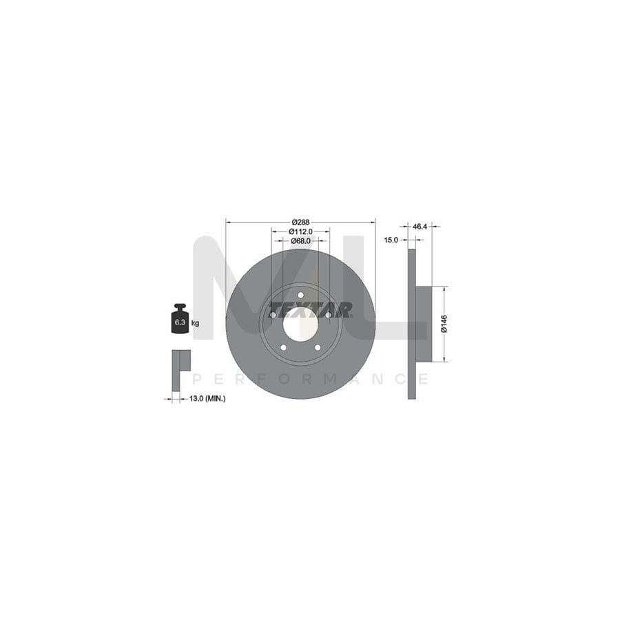 TEXTAR 92057400 Brake Disc Solid, without wheel hub, without wheel studs | Performance Parts Direct Car Parts