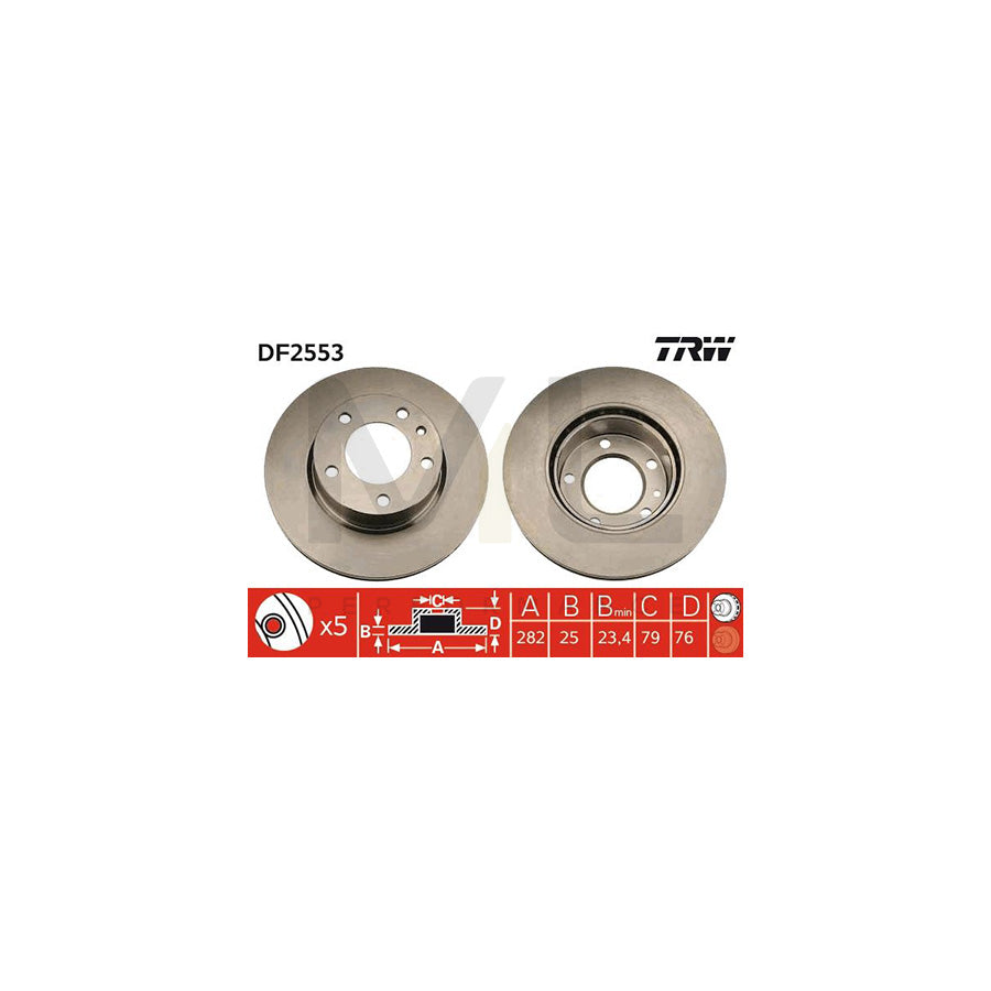 TRW DF2553 Brake Disc Vented | Performance Parts Direct Car Parts