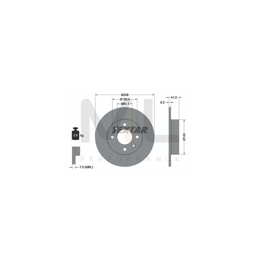 TEXTAR 92036000 Brake Disc Solid, without wheel hub, without wheel studs | Performance Parts Direct Car Parts
