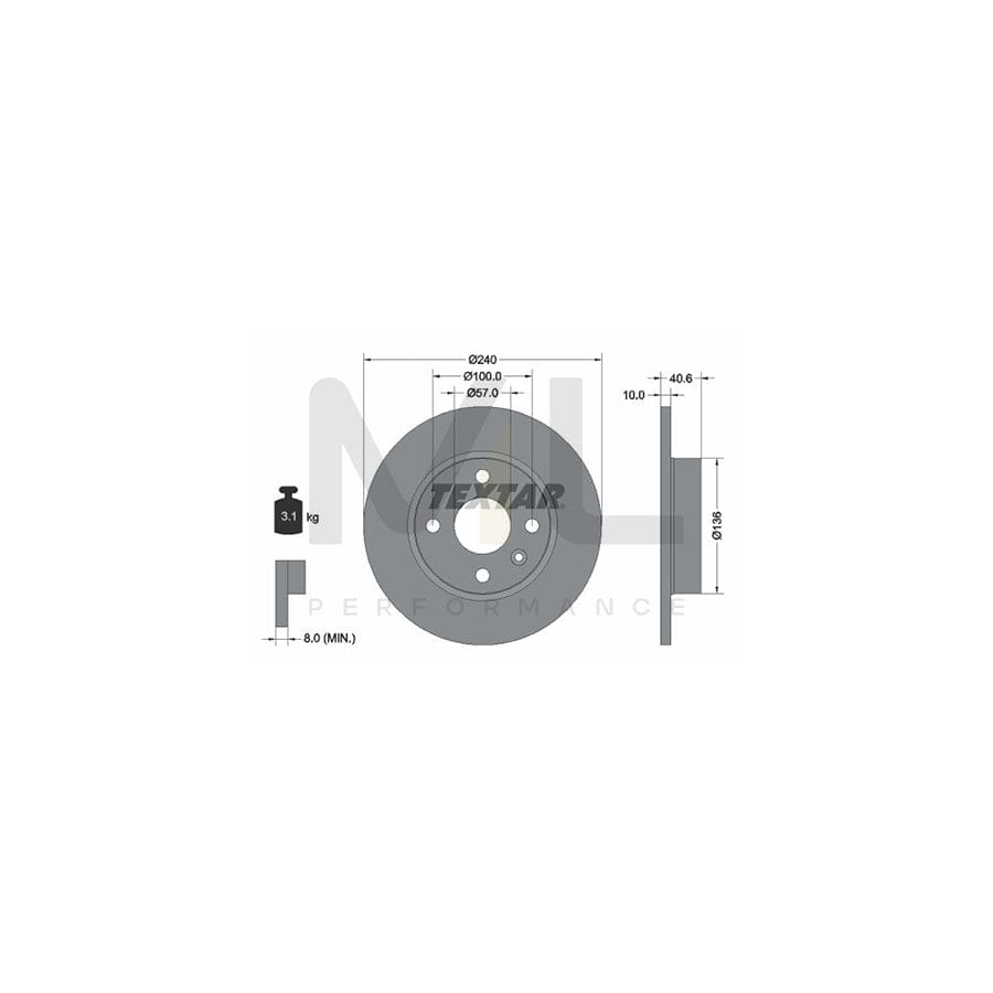 TEXTAR 92111000 Brake Disc Solid, without wheel hub, without wheel studs | Performance Parts Direct Car Parts