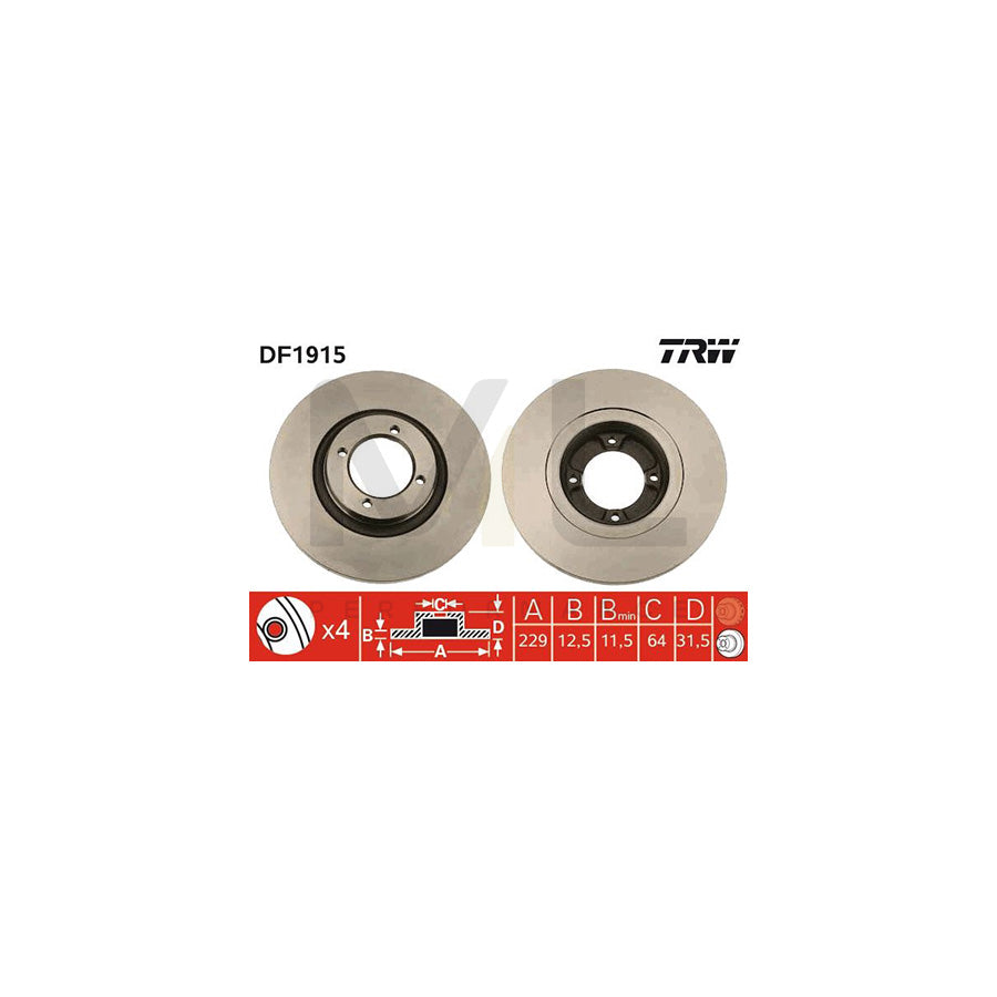 TRW DF1915 Brake Disc Solid | Performance Parts Direct Car Parts