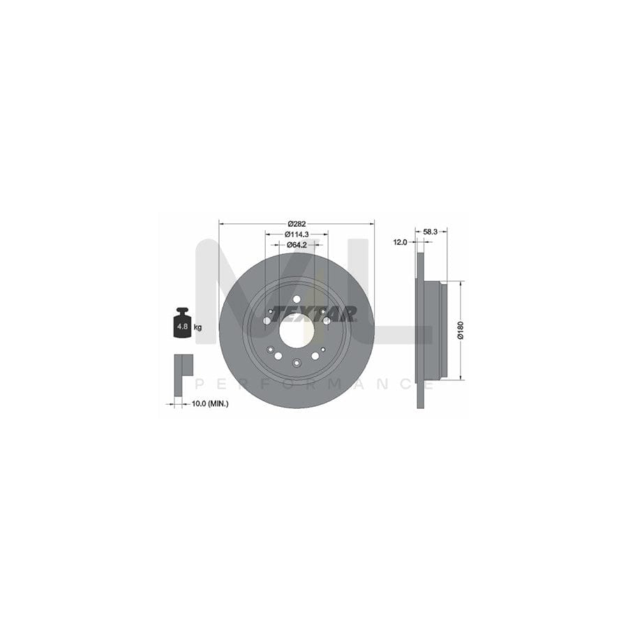 TEXTAR 92144500 Brake Disc Solid, without wheel hub, without wheel studs | Performance Parts Direct Car Parts