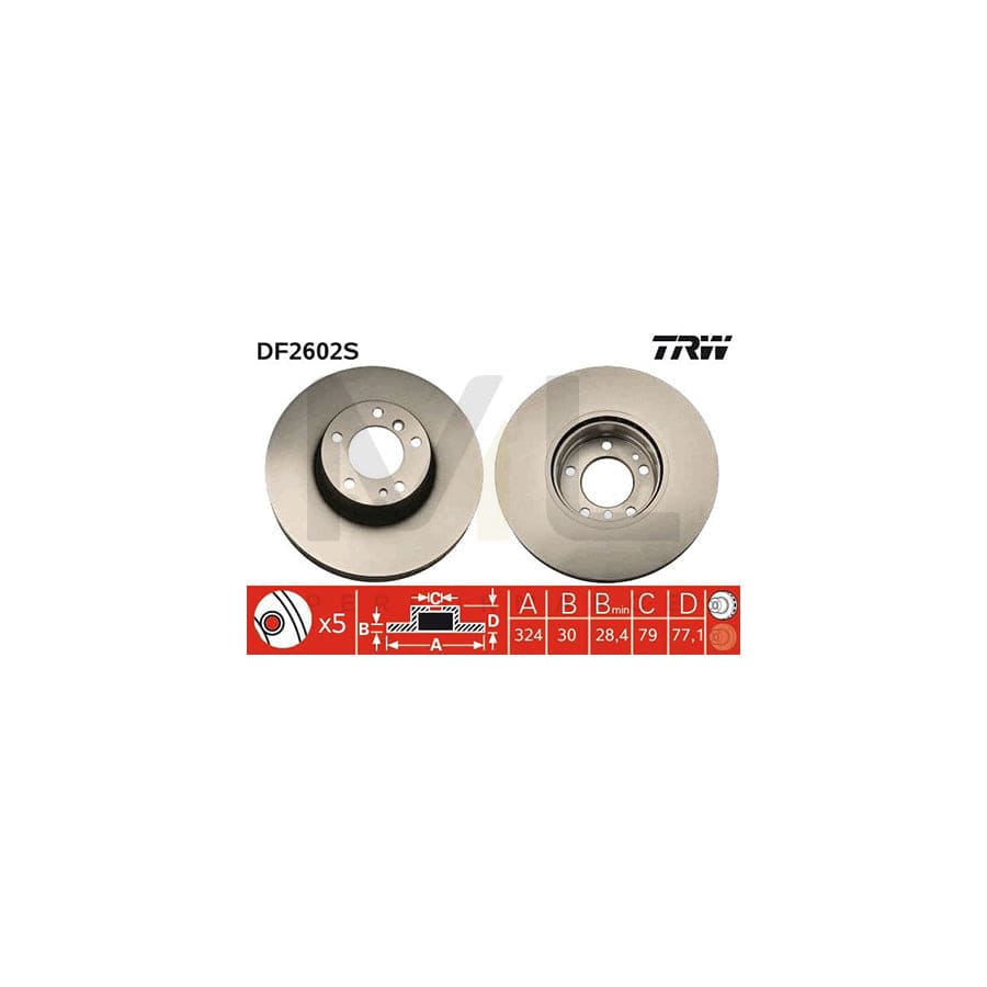 TRW DF2602S Brake Disc Vented, Painted | Performance Parts Direct Car Parts
