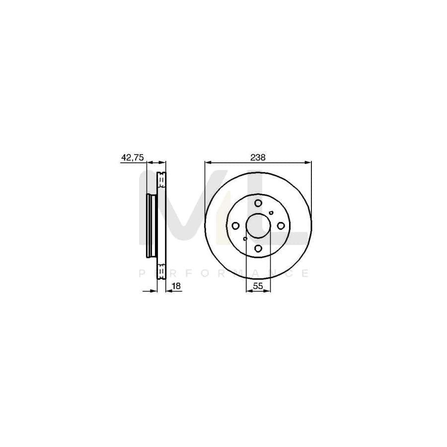 BOSCH 0 986 478 438 Brake Disc Internally Vented, Vented, Oiled | Performance Parts Direct Car Parts
