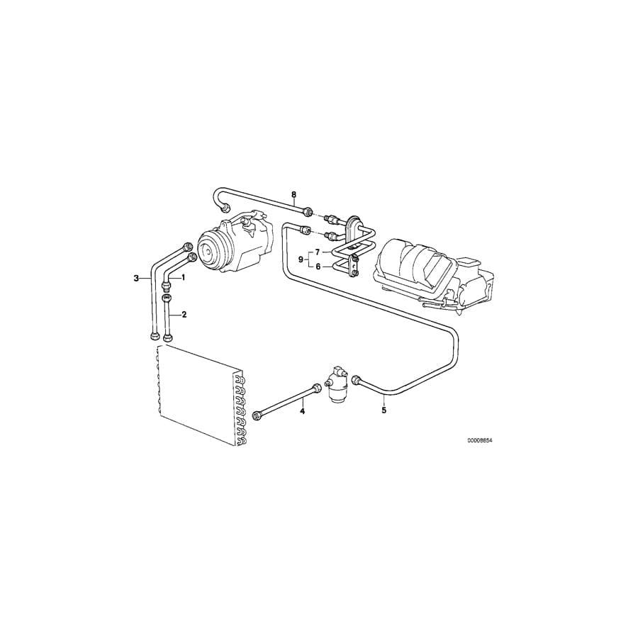 Genuine BMW 64539067594 E28 Pressure Hose Assy Compressor-Condenser R12/R134A (Inc. 525e, 520i & 528e)