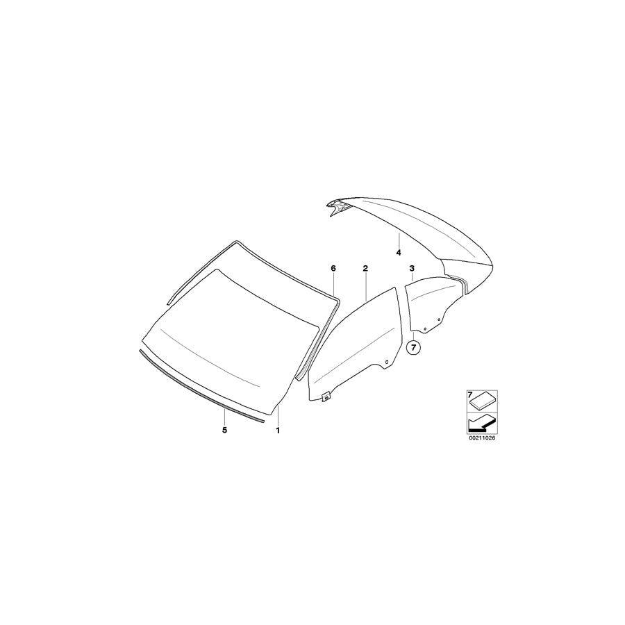 Genuine BMW 51377128385 E93 Side Window, Green, Rear, Left (Inc. 325i, 320d & 335i)
