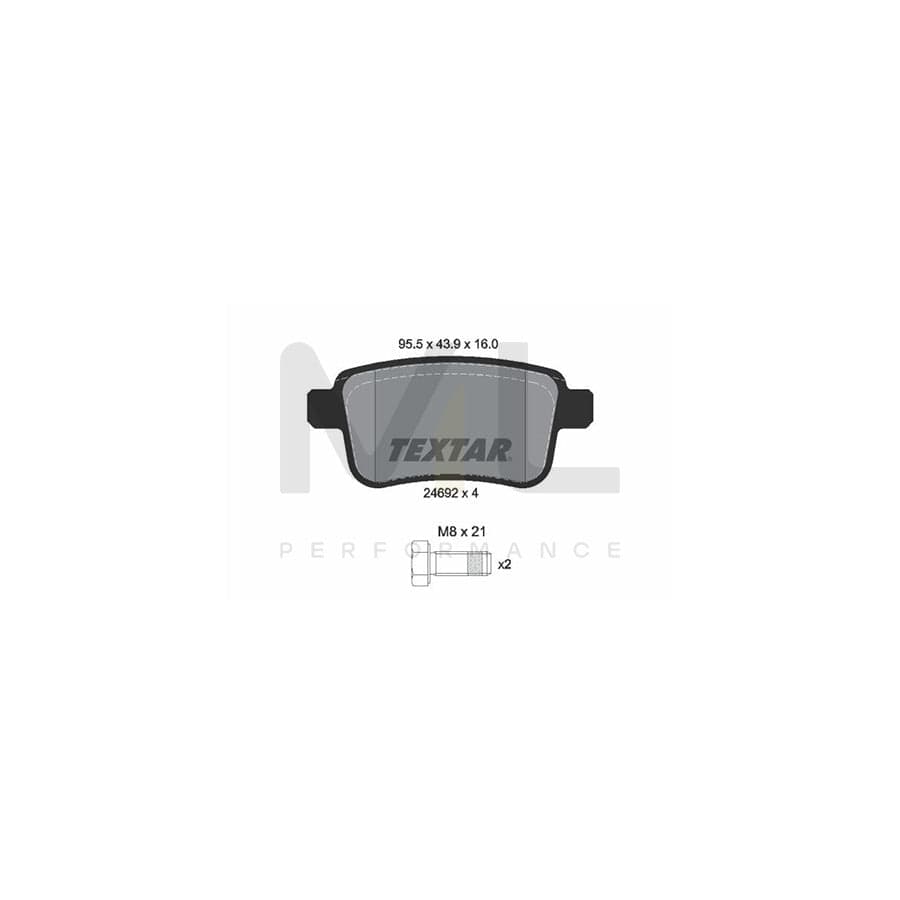 TEXTAR 2469204 Brake pad set not prepared for wear indicator, with brake caliper screws