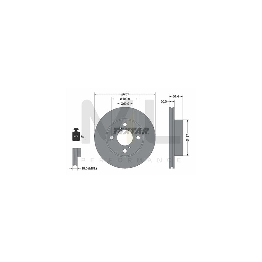 TEXTAR 92204100 Brake Disc Internally Vented, without wheel hub, without wheel studs | Performance Parts Direct Car Parts
