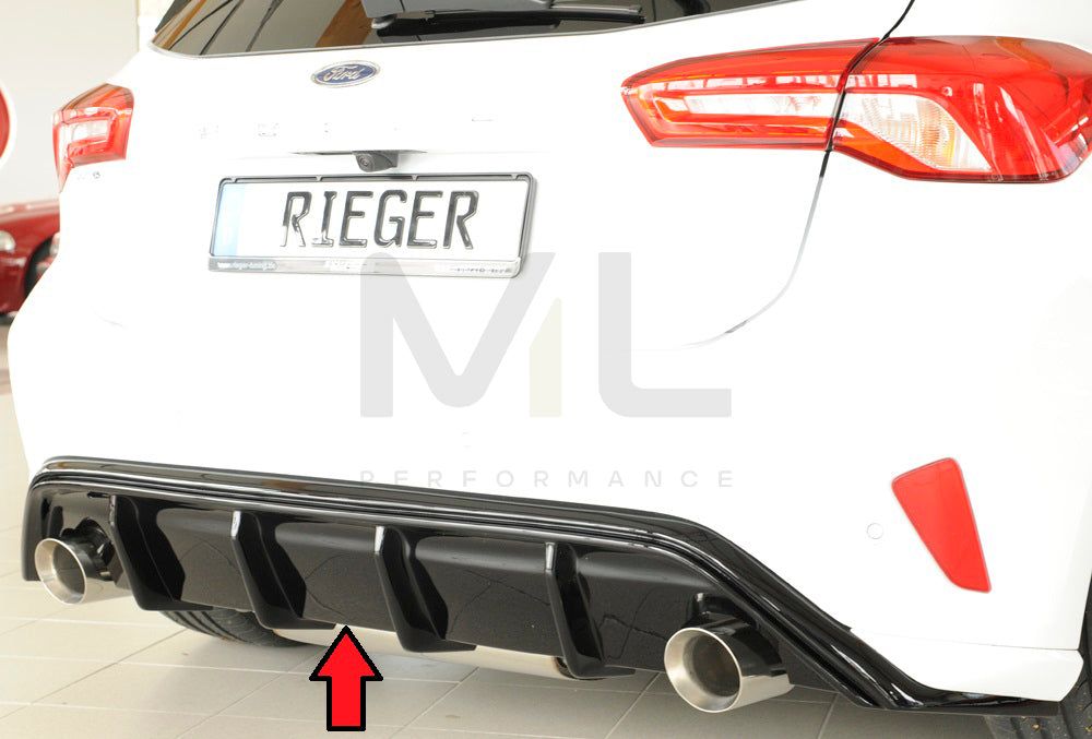 Rieger 00088194 Ford DEH Focus 4 Rear Diffuser for Sport Tailpipe Left & Right (Inc. Focus 4 ST) - Glossy Black