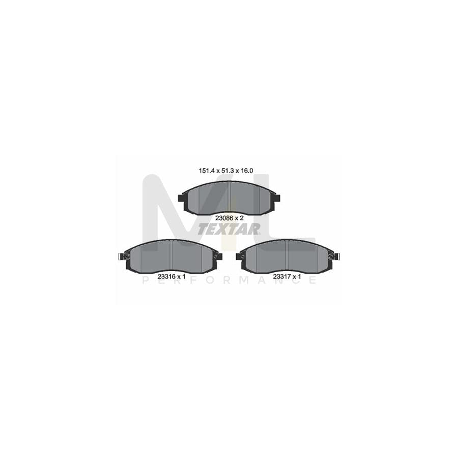 TEXTAR 2308602 Brake pad set for MITSUBISHI L 200 with acoustic wear warning