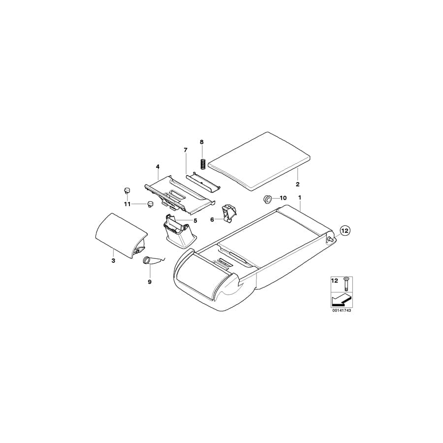 Genuine BMW 52209116058 E61 Armrest Rear, Leather TABAK (Inc. 535xi, 535d & 523i)