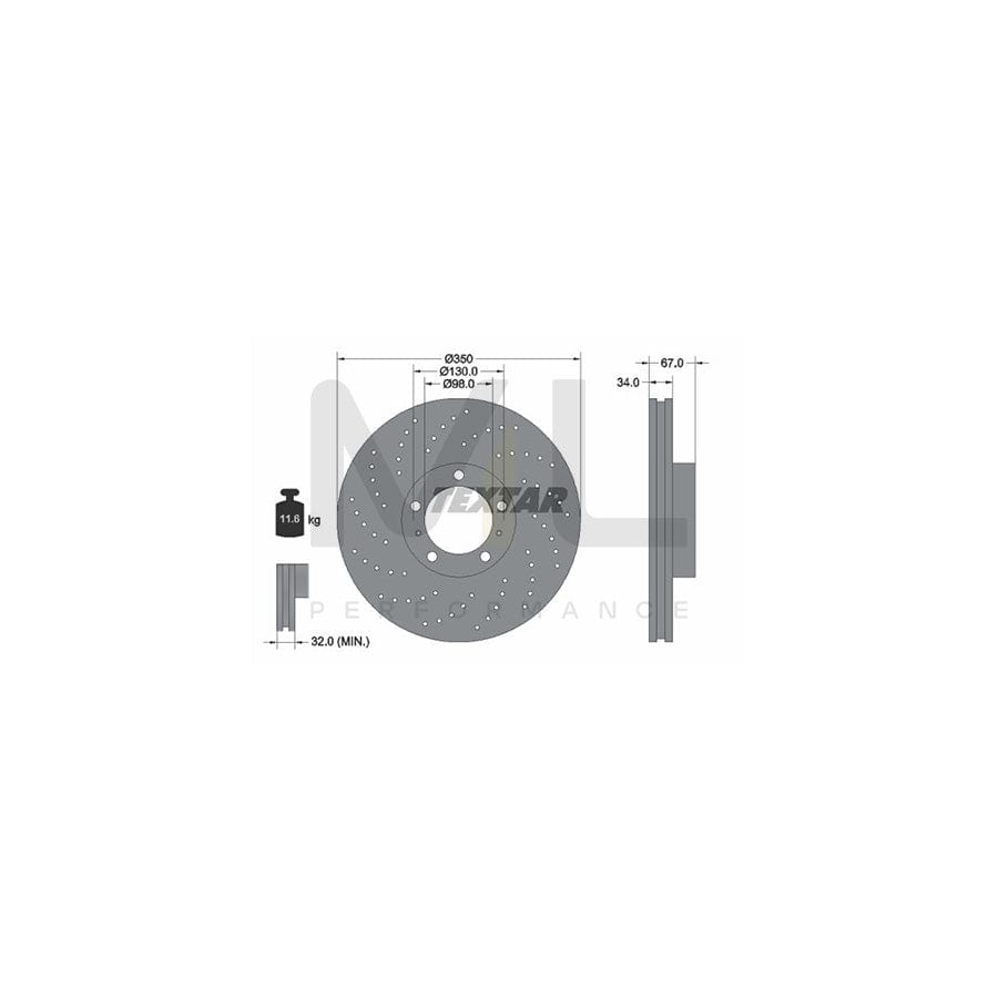 TEXTAR OE-Line 92217610 Brake Disc for PORSCHE 911 Coupe (996) Internally Vented, High-carbon, without wheel hub, without wheel studs | Performance Parts Direct Car Parts