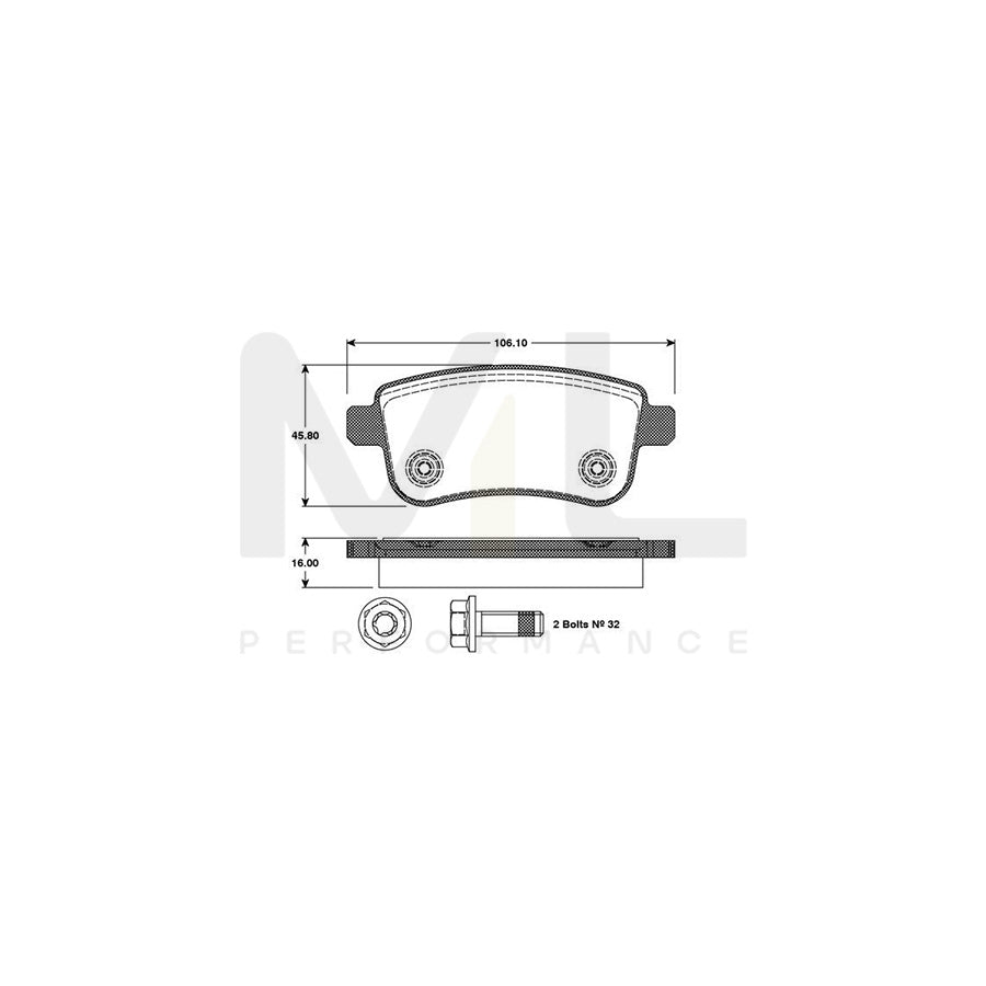 Bosch 0986Tb3093 Brake Pad Set Excl. Wear Warning Contact | Performance Parts Direct Car Parts