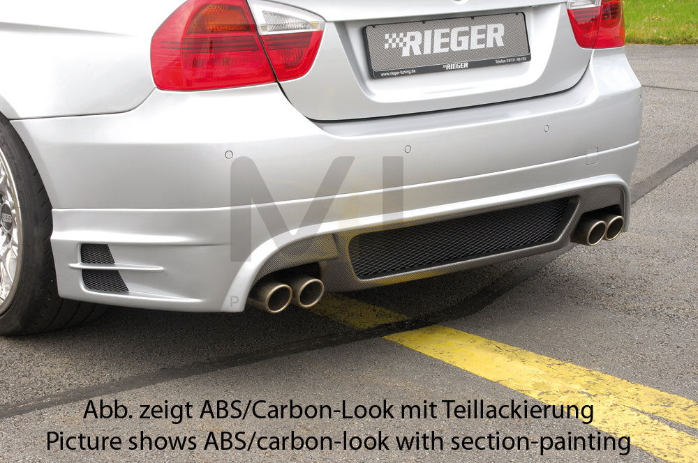 Rieger 00053406 BMW 3 Series E90 E91 Rear Diffuser for Twin Tailpipe Left & Right - Matte Black