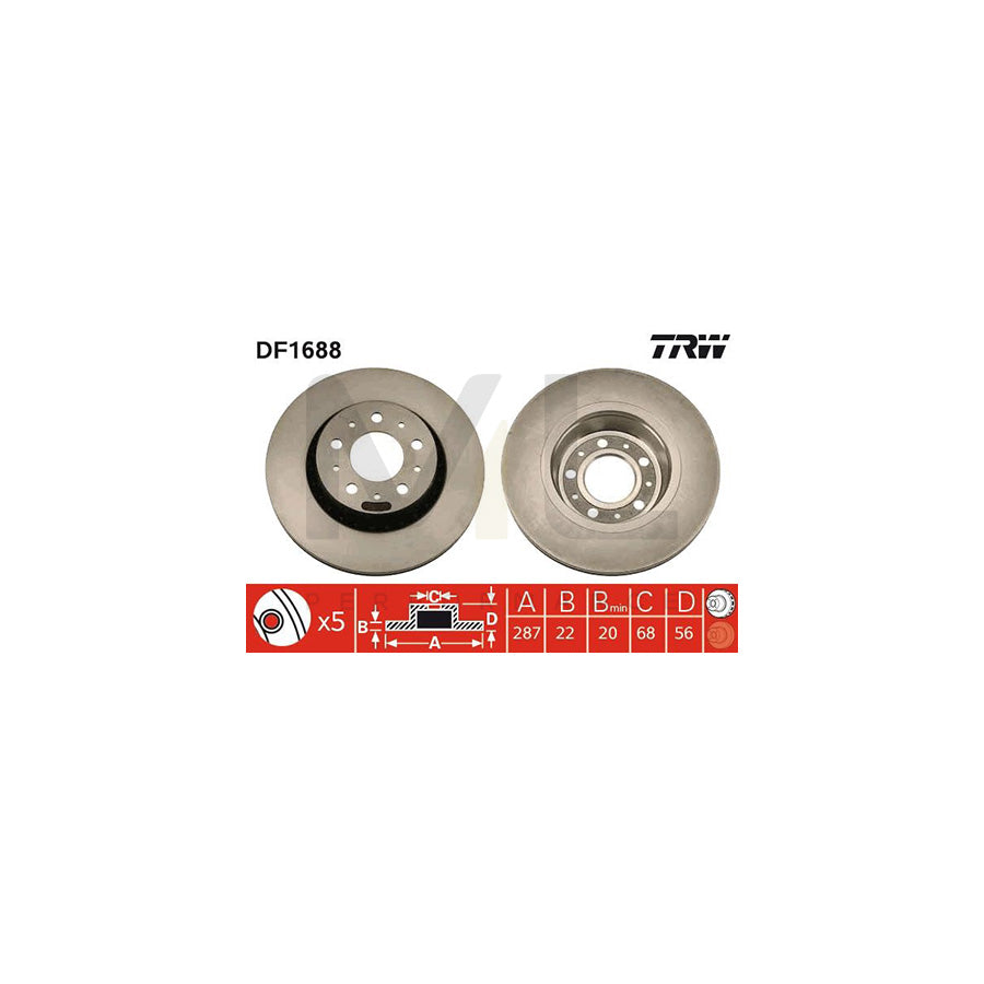 TRW DF1688 Brake Disc Vented, Painted | Performance Parts Direct Car Parts