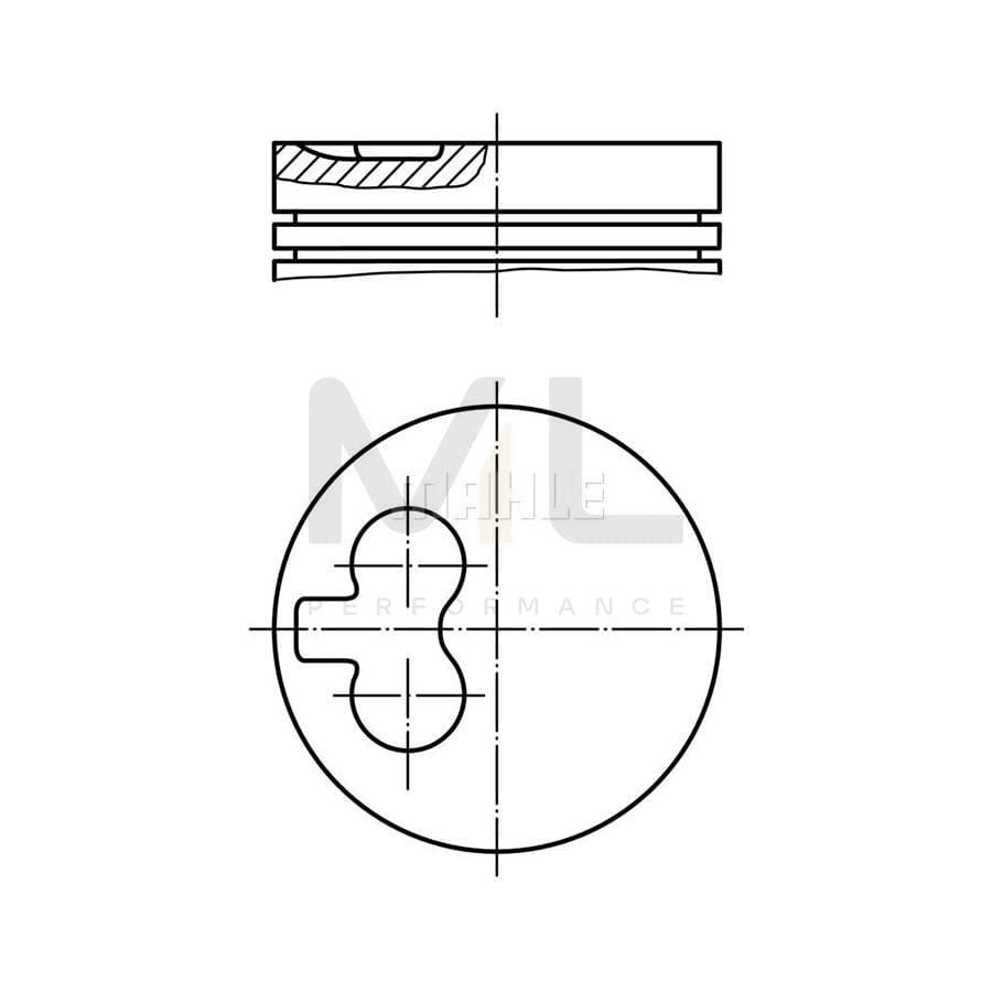 MAHLE ORIGINAL 029 82 00 Piston 79,51 mm, with piston ring carrier, without cooling duct | Performance Parts DirectCar Parts