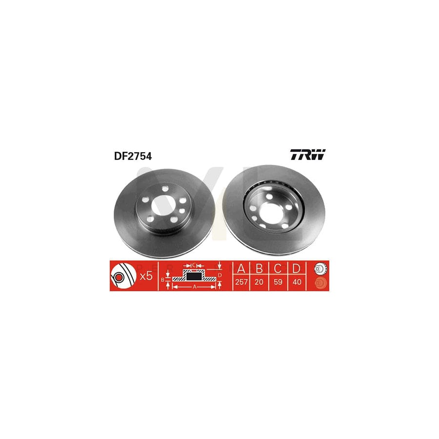 TRW DF2754 Brake Disc Vented | Performance Parts Direct Car Parts