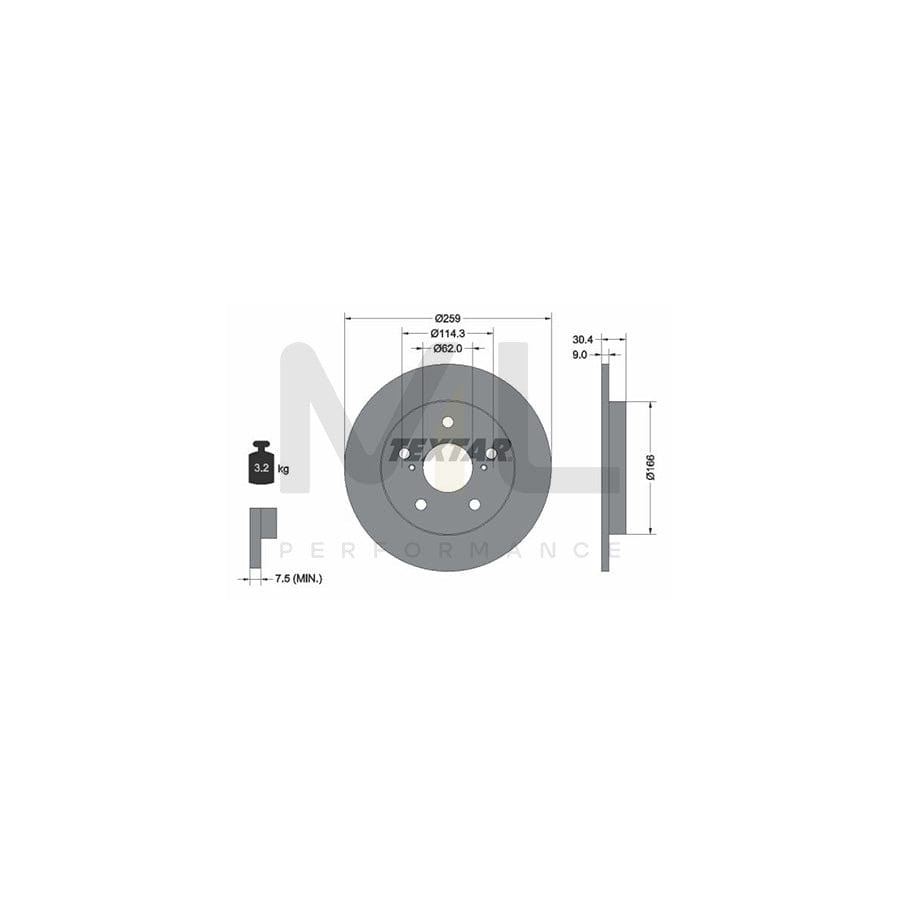 TEXTAR PRO 92164103 Brake Disc Solid, Coated, without wheel hub, without wheel studs | Performance Parts Direct Car Parts