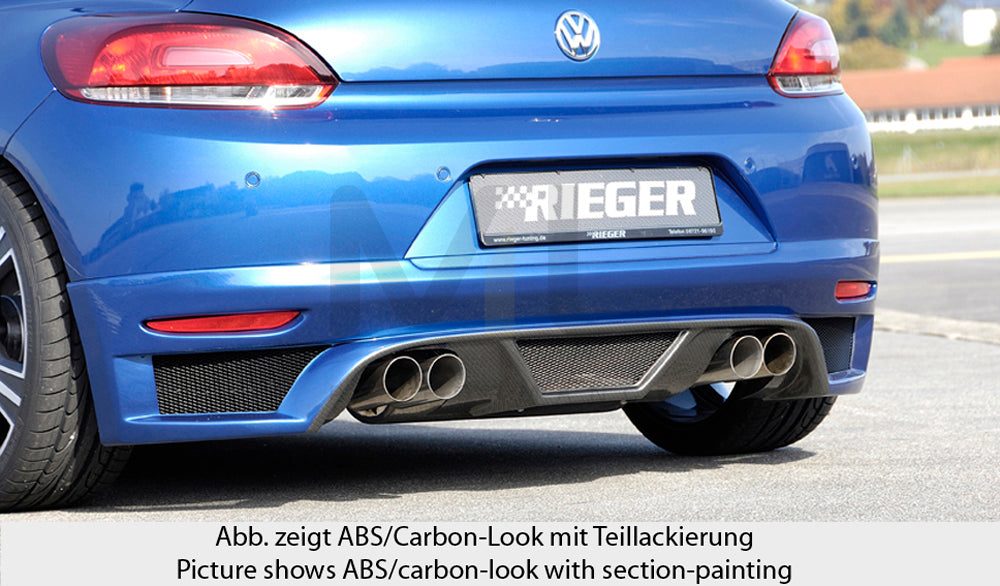 Rieger 00014108 VW 13 Mk3 Scirocco Rear Diffuser for Twin Tailpipe Left & Right - Matte Black