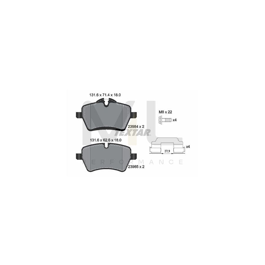 TEXTAR 2398401 Brake pad set prepared for wear indicator, with brake caliper screws, with accessories